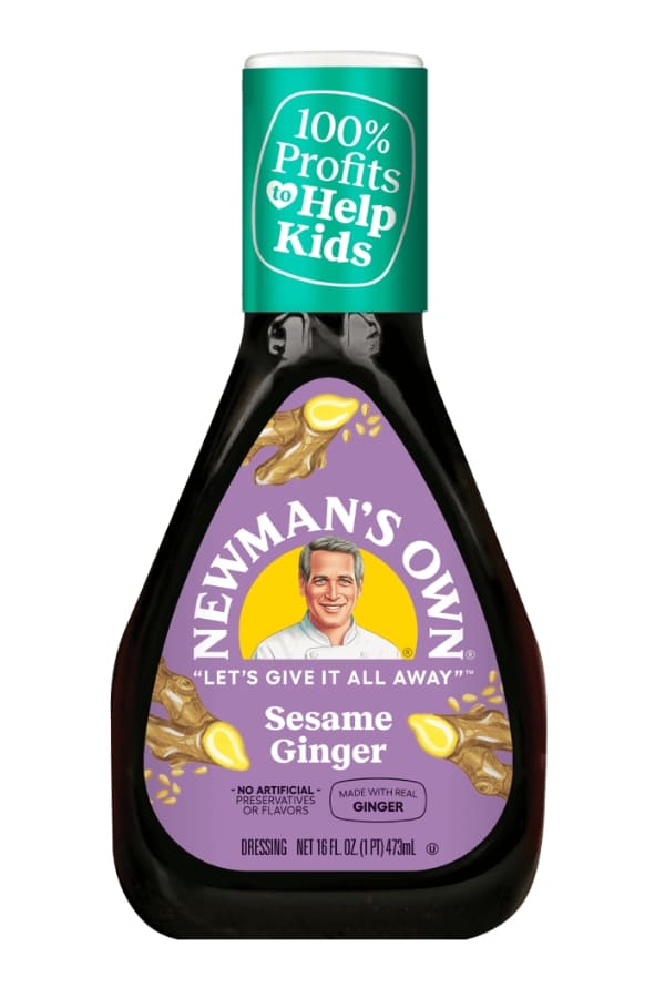 A bottle of Newman's Own sesame ginger dressing.