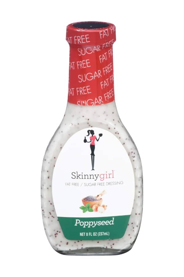 A bottle of Skinnygirl poppyseed dressing