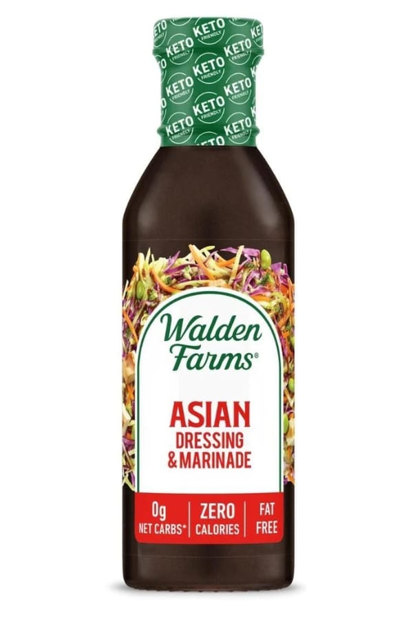 A bottle of walden farms asian dressing and marinade.