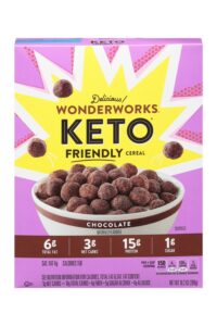 A box of Wonderworks keto friendly chocolate cereal.