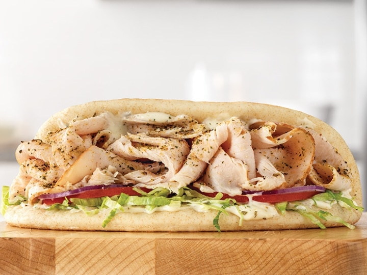 An Arby's roast turkey gyro sandwich.