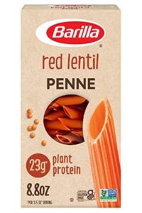 A box of Barilla red lentil penne.