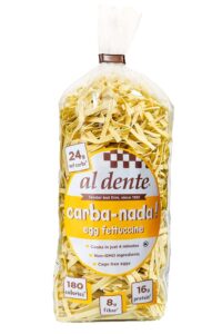 A bag of al dente carba-nada egg fettuccine.