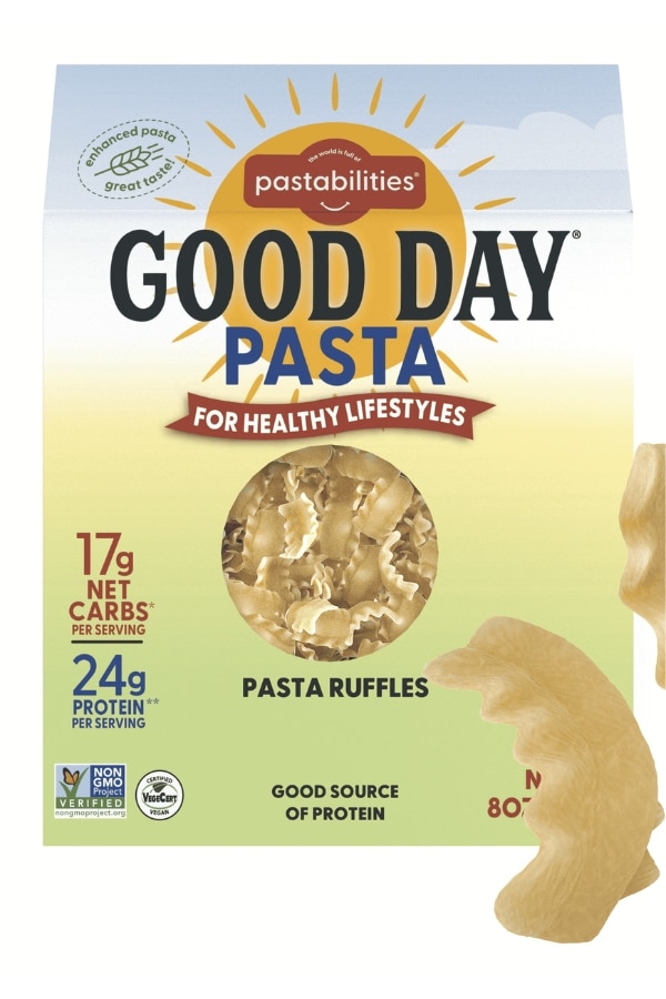 A box of Pastabilities Good Day Pasta Ruffles.