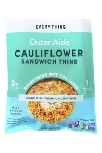 A pack of Outer Aisle cauliflower sandwich thins.