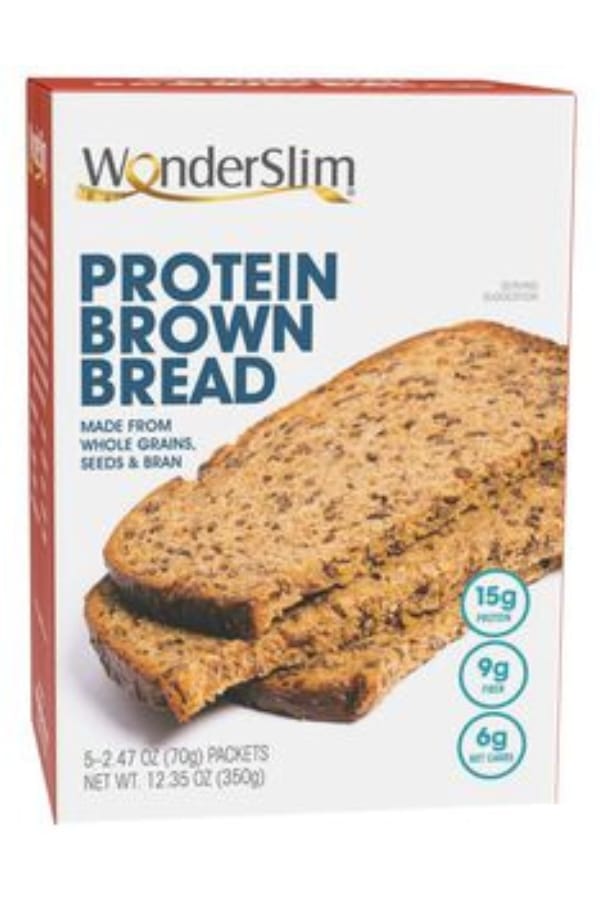A box of Wonderslim protein brown bread.