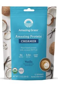 A bag of amazing grass amazing protein creamer.