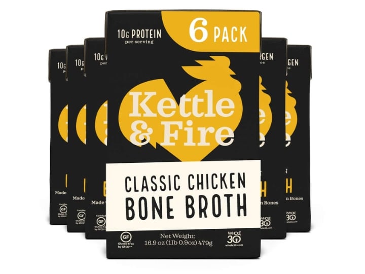 A bunch of Kettle and fire classic chicken bone broth.