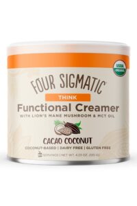 A tub of four sigmatic think functional creamer.