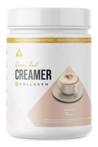 A tub of grass fed collagen creamer.