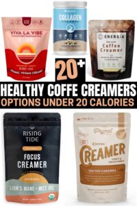 A compilation of 5 healthy coffee creamer opitons.