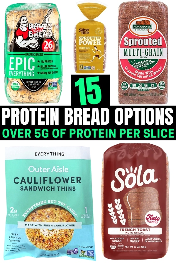 A compilation of high protein bread options.