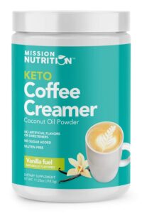 A container of mission nutrition keto coffee creamer.
