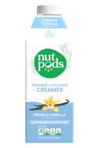 A container of nut pods almond and coconut creamer.