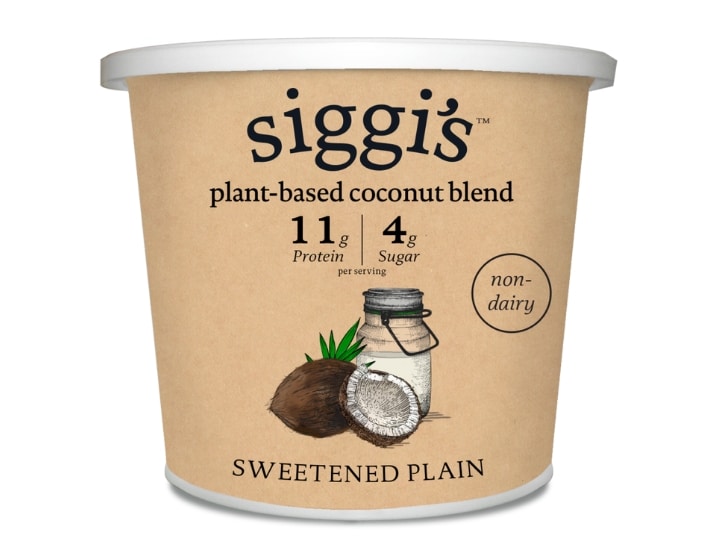 A tub of siggi's plant based coconut blend yogurt.