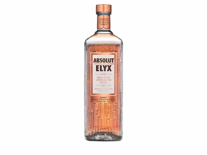 A bottle of Absolut Elyx vodka.