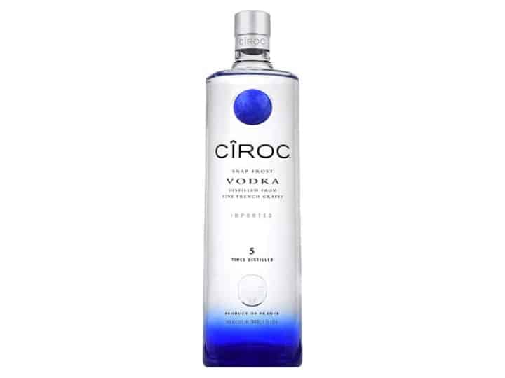 A bottle of Ciroc frost vodka.