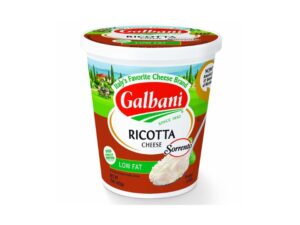 A container of Galbani low fat ricotta cheese.
