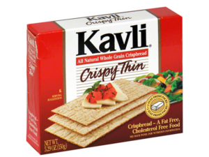 A box of Kavali crispy thin bread crackers.