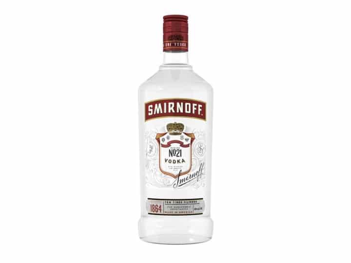 A bottle of Smirnoff no. 21 vodka.