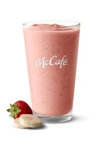 A McDonalds mccafe strawberry banana smoothie.