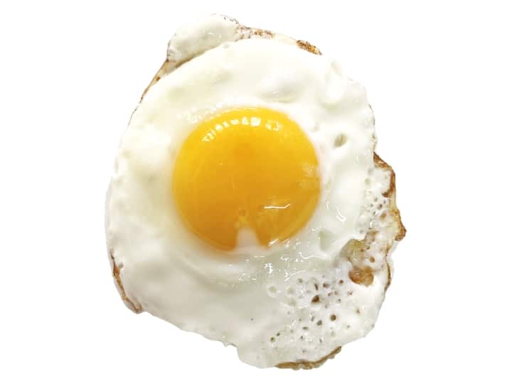 A fried sunny side up egg.