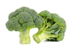 Two heads of broccoli.