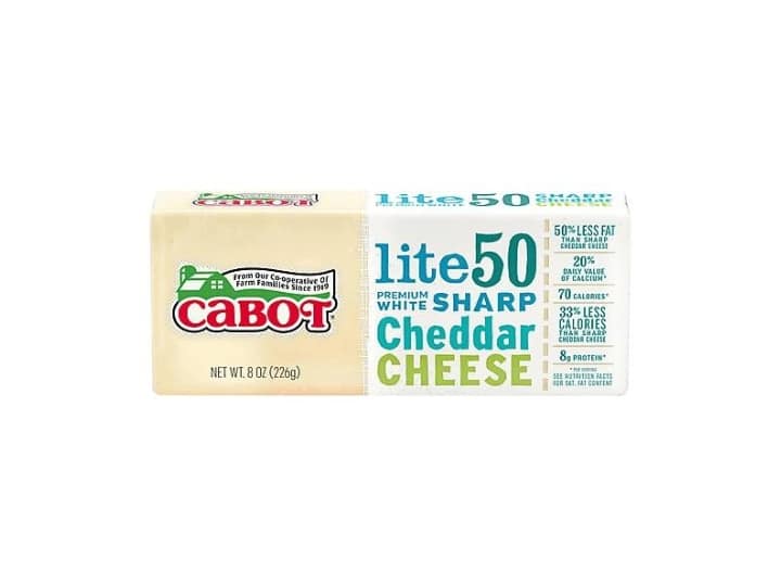 Cabot lite 50 shard cheddar cheese.