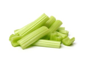 A bunch of cut celery stalks.