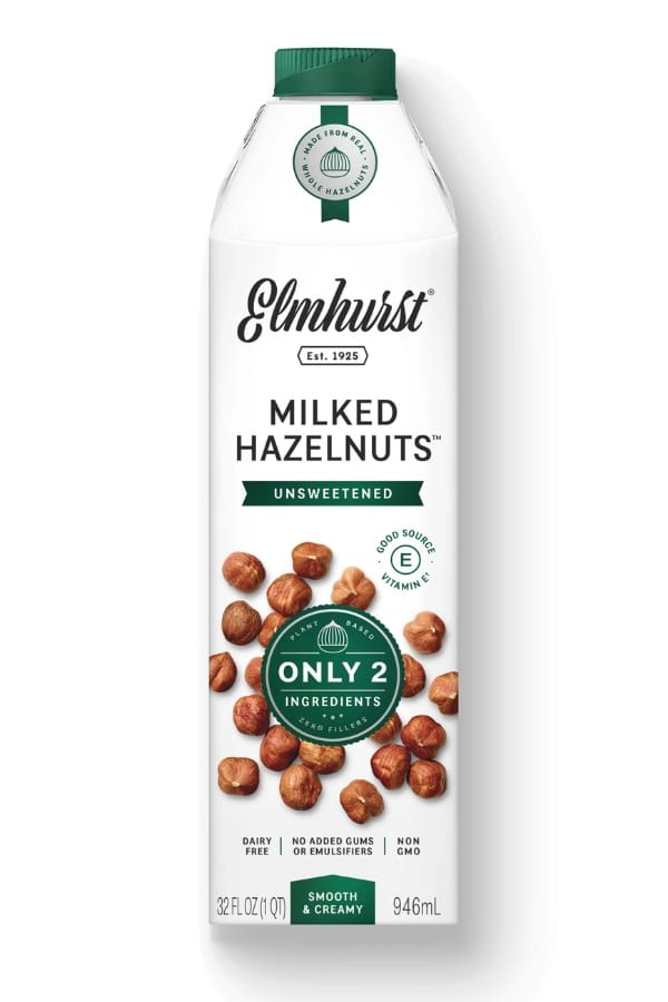 A container of Elmhurst milked hazelnuts.