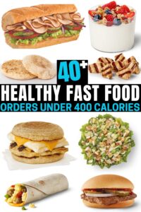 A compilation of healthy fast food options.