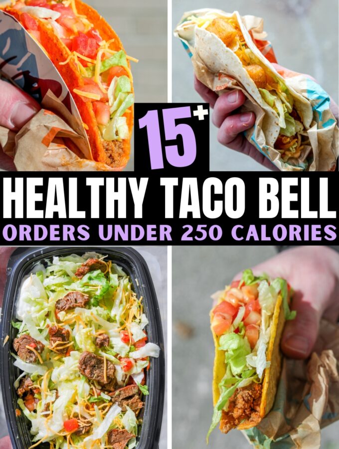 A compilation of four healthy taco bell menu items.