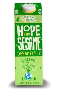 A carton of Hope and Sesame sesame milk.
