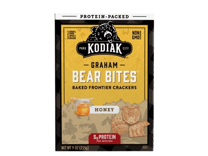 A box of Kodiak graham bear bites.