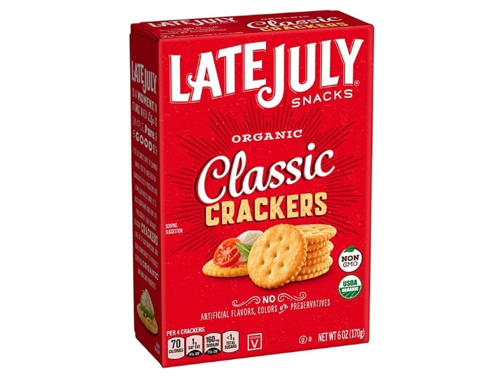 A box of Late July organic classic crackers.