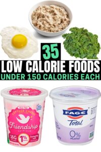 A compilation of five low calorie foods.
