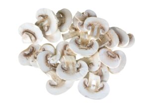 A bunch of sliced mushrooms.