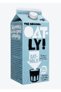 A carton of original Oatly oatmilk.