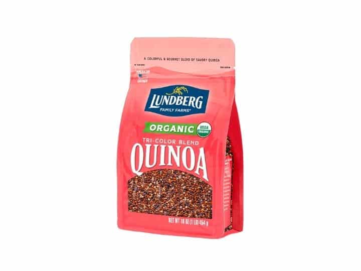 A bag of Lundberg tri color blend quinoa.