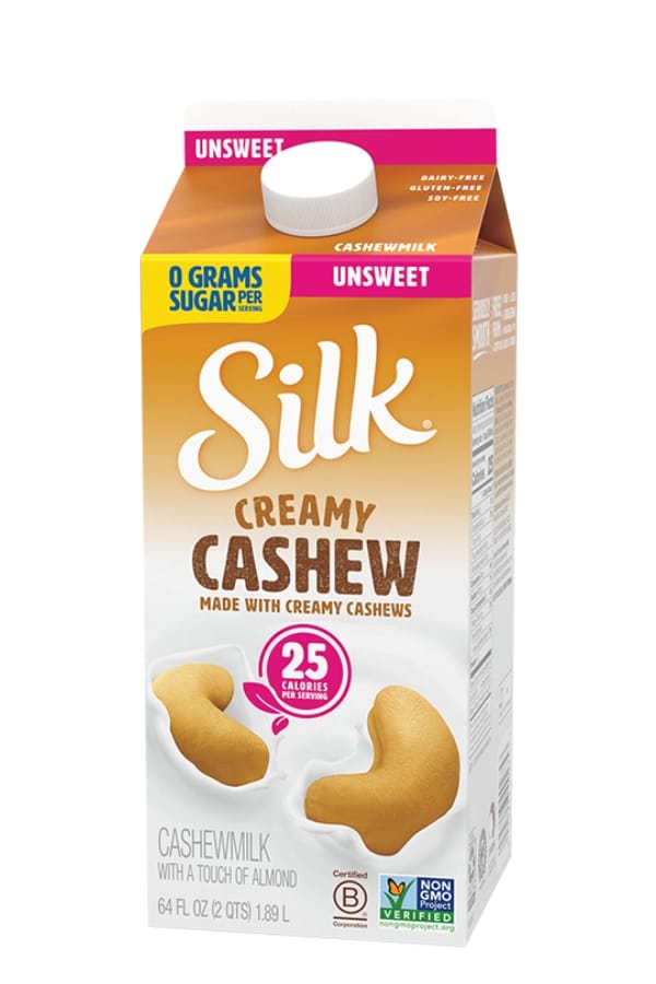 A carton of silk creamy cashew milk.