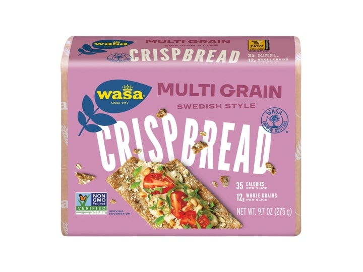 A package of wasa multigrain swedish style crispbread.