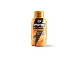 A 7 eleven orange mango papaya energy shot.