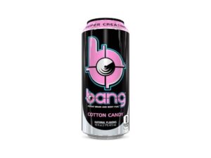 A can of bang energy cotton candy flavor.