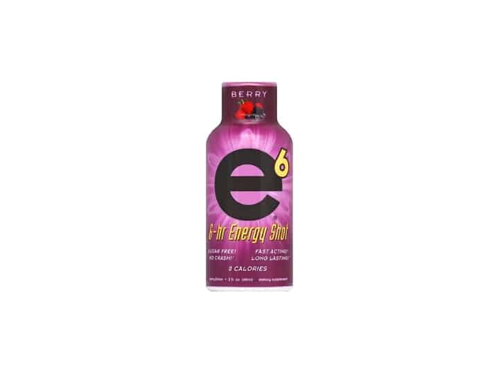 A bottle of e6 energy shot.