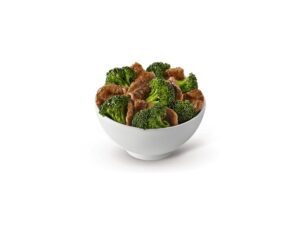 A bowl of panda express broccoli beef.