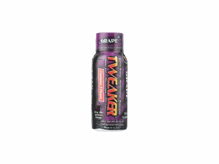 A bottle of Tweaker energy shot.