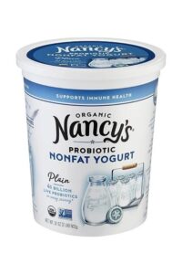 A container of Nancy's probiotic nonfat yogurt.