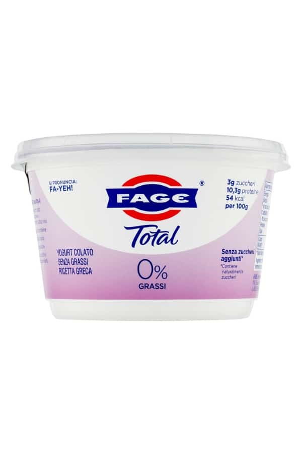 A container of fage total 0% yogurt