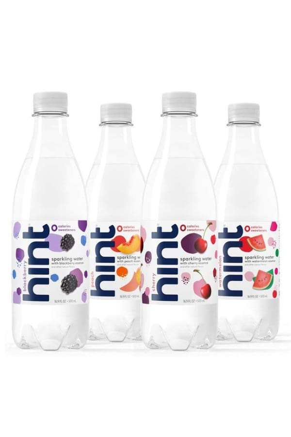 Four bottles of hint sparkling water.