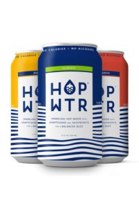 Three cans of HopWtr.